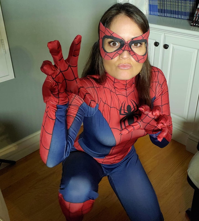 Danica McKellar dons a sexy spiderman outfit