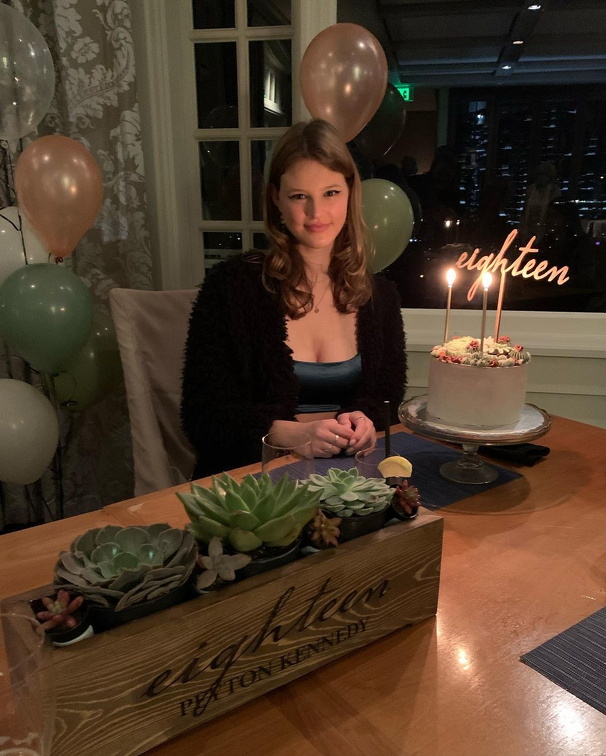 Peyton Kennedy shows cleavage at her birthday