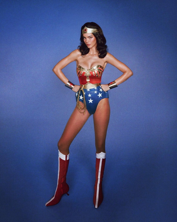 Kendall Jenner poses as wonder woman in sexy bodysuit