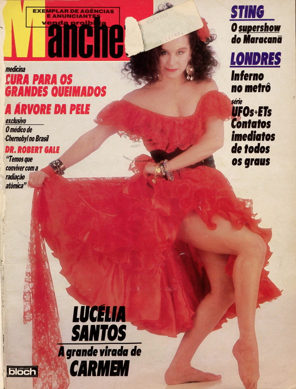 Lucélia Santos poses for the cover of a magazine exposing her milky legs